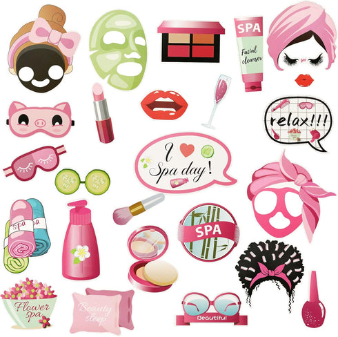 Konsait 26 PCS Spa Party Photo Booth Props, Kids Spa Party Supplies for Girls Women, Spa Party Decorations, Spa Birthday Party Supplies for Girls,...