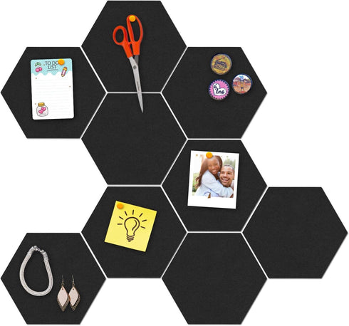 Hexagon Pin Board – (15 Pcs) Improved Version of Self-Adhesive Bulletin Boards for home and office Wall Decor, Photo board, Memos (7" x 8" x 3/8")...