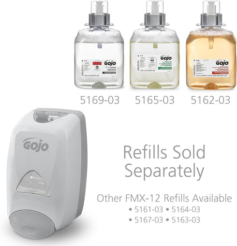 GOJO 515006 Liquid Foaming Soap Dispenser, 1250mL, 6 1/8w x 5 1/8d x 10 1/2h, Gray/White...