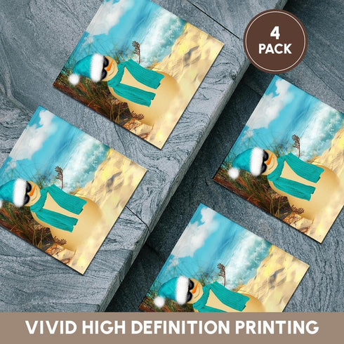 3dRose cst_173007_3 Sandy Beach Sandman with Ocean View Fun Spoof on a Snowman-Ceramic Tile Coasters, Set of 4...