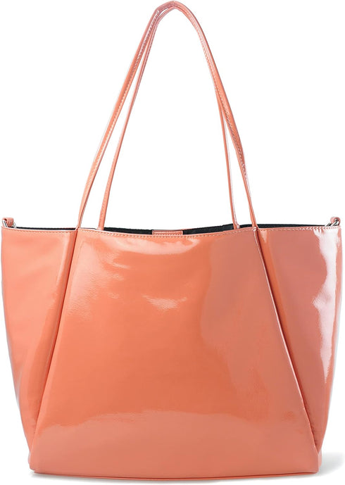 Shiny Patent Faux Leather Tote Glossy Shoulder Handbag for Women Convertible Purse...