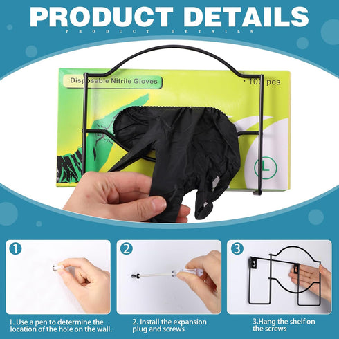 2 Pcs Glove Box Dispenser Glove Box Holder Metal Glove Box Holder Wall Mount Disposable Glove Dispenser Rubber Gloves Facial Tissue Holder for Foo...