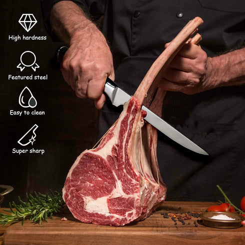 Premium Boning Knife with Sheath & Pocket Sharpener 6 Inch High Carbon Stainless Steel Japanese Fillet Professional Trimming Knife for Meat, Fish,...