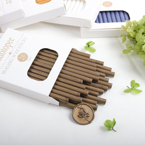 Dark Bronze Wax Seal Sticks 26pcs, Andotopee Glue Gun Wax Seal Sticks for Wax Seal Stamp, Premium Sealing Wax for Envelope Letter Seal Wedding Inv...