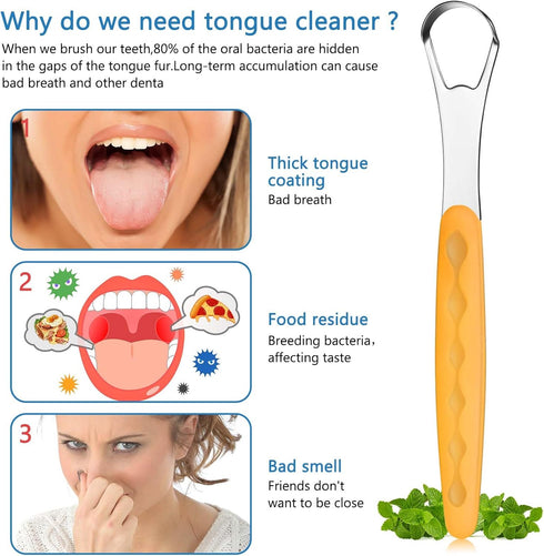 4 Pcs Tongue Scraper Cleaner Adults and Kids Stainless Steel Tongue Brush Metal Tongue Scraper Reduce Bad Breath with Travel Cases for Men Women O...