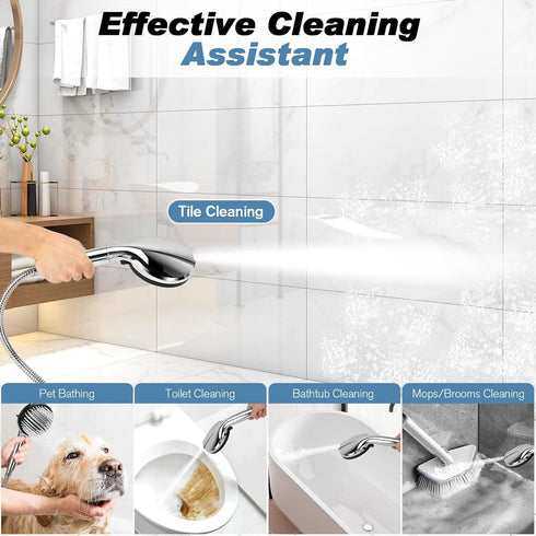 Shower Head, High Pressure 10-Mode Handheld Shower Head with Anti-Clog Nozzles, Built in Power Wash to Clean Corner,Tile,Tub & Pets...