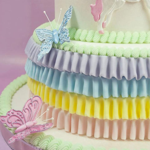 2 Pieces Border Silicone Fondant Baking Cake Moldes,Pleated lace Waves Mold forCake Decorating,Sugarcraft,Chocolate, Cupcake Topper,Pastry,Polymer...