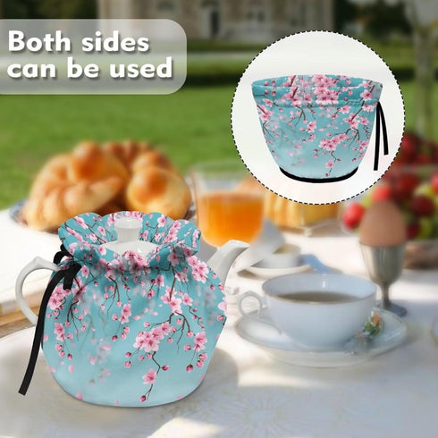 Cherry Blossom Print Tea Cozies for Teapot, Portable Kettle Cover Tea Kettle Quilt Tea Cosy Cotton Kettle Tea Pot Cover Dust Proof Insulated Keep ...