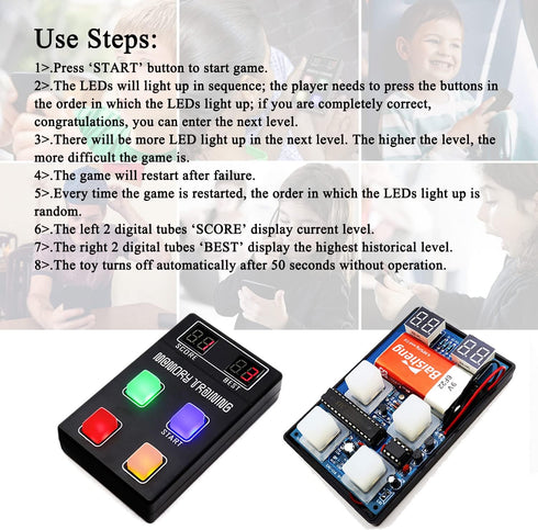 Soldering Practice Kit Memory Training Game Toy Electronic DIY Kit Handheld Game Console Fun Toy Kits Soldering Project for Kids Student Halloween...