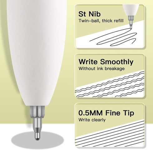 Gel Pen Fine Point,12Pcs 0.5mm Retractable Black Gel Ink Pens Fine Point Tip Pens Smooth Writing, Quick Dry Extra Fine Needle Point Aesthetic Pens...