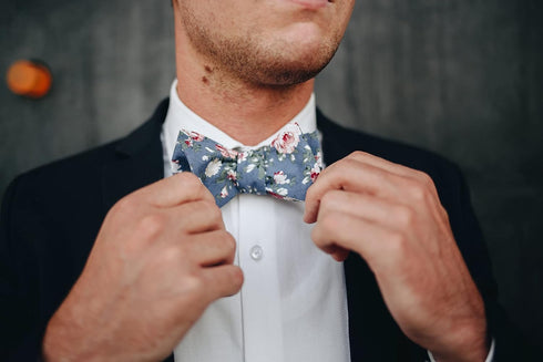 Mytieshop Men's Floral Bow Tie (Self Tie) Great for Weddings, Elopement, Wedding Shoot, Photography, gifts....