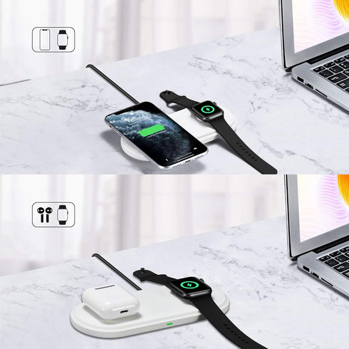 MFi Certified 2-in-1 Wireless-Charger-for-Watch-iPhone Airpods 10W Fast Qi Wireless-Charging-Mat iWatch Charger Pad Station for iPhone 13/13 Pro/1...