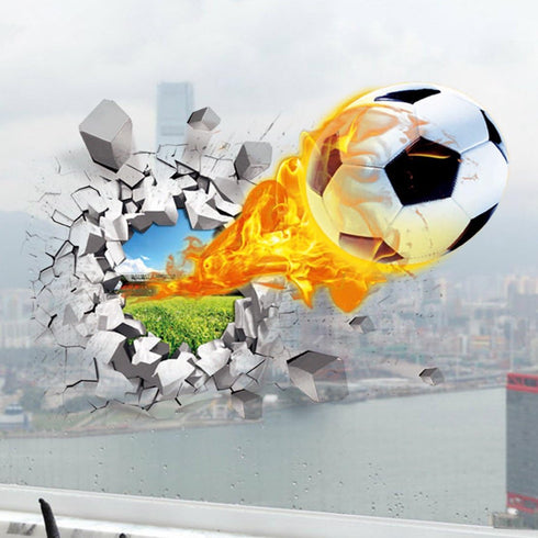 U-Shark® 3D Self-Adhesive Removable Break Through The Wall Vinyl Football Soccer Wall Stickers/Murals Art Decals Decorator as Kids Birthday Gift (...