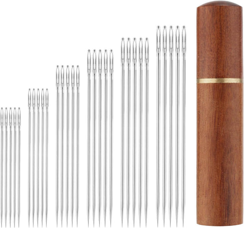 30pcs Large Eye Sewing Needles, Hand Sewing Needles, 6 Sizes Stainless Steel Tapestry Needle Embroidery Needles Knitting Needles Yarn Needles with...