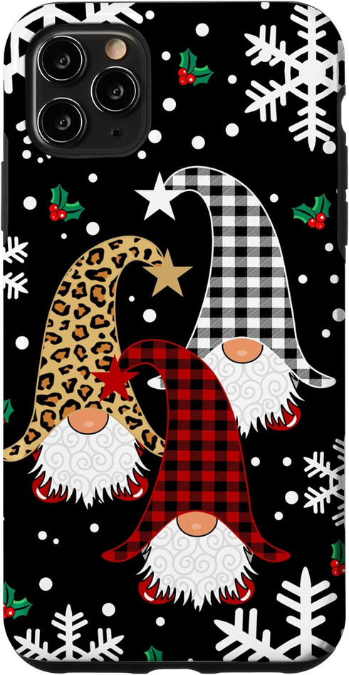 iPhone 11 Pro Max Gnomes Buffalo Plaid Leopard Christmas Tree Santa Xmas Case...