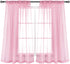 KEQIAOSUOCAI Set of 2 Girls Room Baby Pink Sheer Curtains Panels for Kids Nursery Bedroom Living Room Rod Pocket Sheer Voile Drapes Each is 52 Inc...