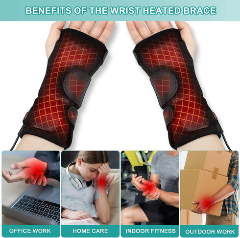 Hand & Wrist Heating Pad Wraps Heated Wrist Brace Auto Shut Off Therapy Electric Heated Brace for Carpal Tunnel Syndrome Arthritis Wrist Hand Pain...