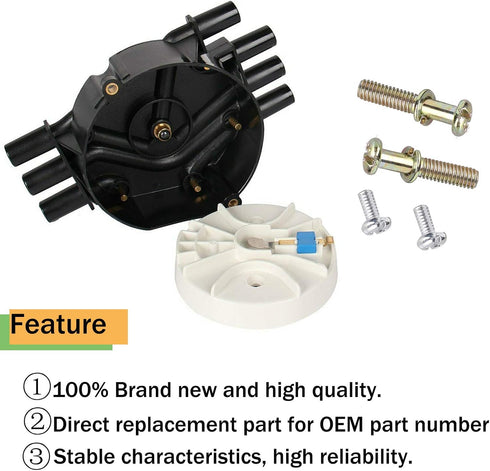 Ignition Distributor Cap and Rotor Kit Compatible with GMC Chevrolet Trucks V6 4.3L Vortec - 1996-2005 Astro Blazer, 1996-2001 Jimmy and more | Re...