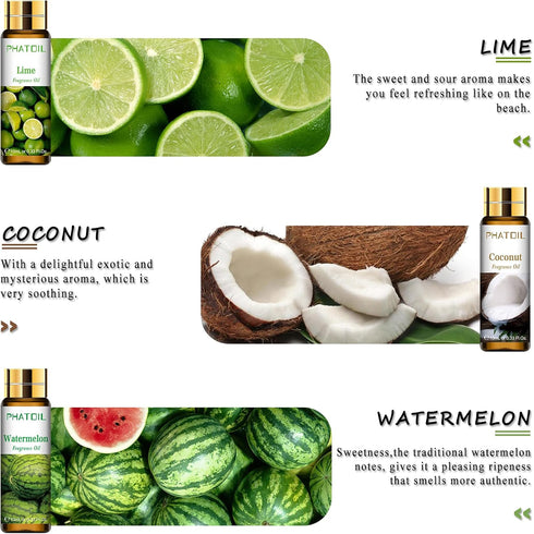 9PCS Fruity Essential Oils Gift Set, 10ml/0.33fl.oz Fragrance Oils for Soap, DIY Candle, Bath Bombs Making, Fruit Scented Oils for Diffusers for H...