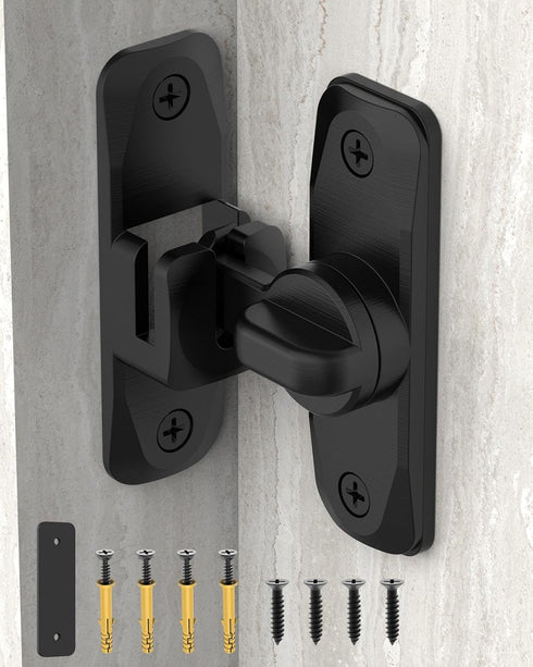 90/180 Degree Barn Door Lock, Small Flip Gate Latches Hardware, Door Security Sliding Door Latch Lock fo Cabinets, Barn Door, Bathroom, Gardenr Do...