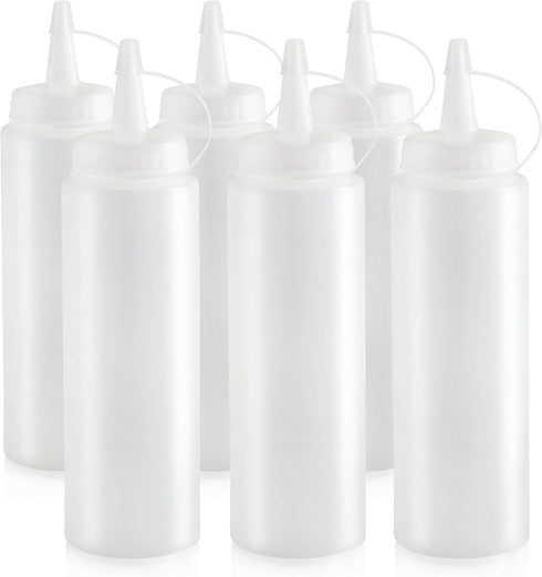 New Star Foodservice 26115 Squeeze Bottles, Plastic, 8 oz, Clear, Pack of 6...