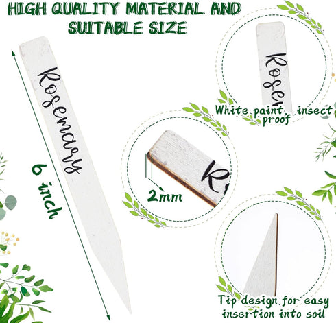 Herb Garden Stakes Wood Garden Labels Plant Markers Garden Signs Farmhouse Decor for Plant Garden Seed Potted Herbs Flowers Vegetables Holiday Far...