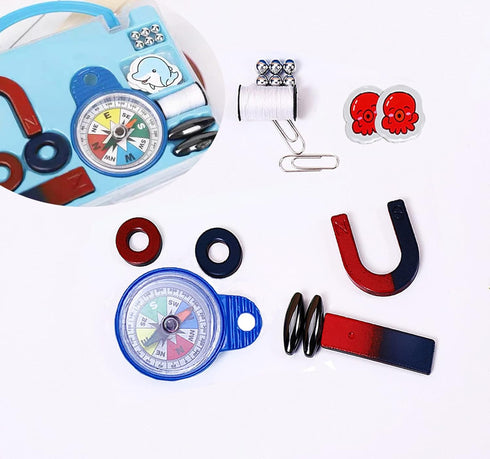 School Science Magnets Set for Kids Magnet Kit Fun Experiment Tool Physics Educational Toys Games for Children Teen Including Horseshoe/Ring/Horse...