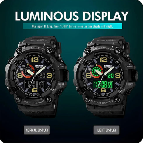 Gosasa Men's Large Face Outdoor Sports Watches Military S-Shock Watch Waterproof, Backlight, Alarm, Stopwatch Features - Rugged Wristwatch for Tra...