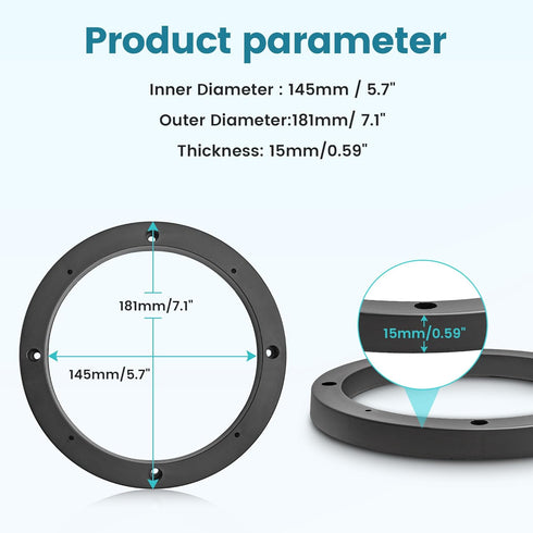Universal 6.5 inch Car Door Speaker Mounting Ring Spacer Adapter...