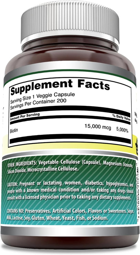Amazing Formulas Biotin 15000 mcg - Supports Healthy Hair, Skin & Nails - Promotes Cell Rejuvenation - Supports Healthy Metabolism & Digestive Hea...