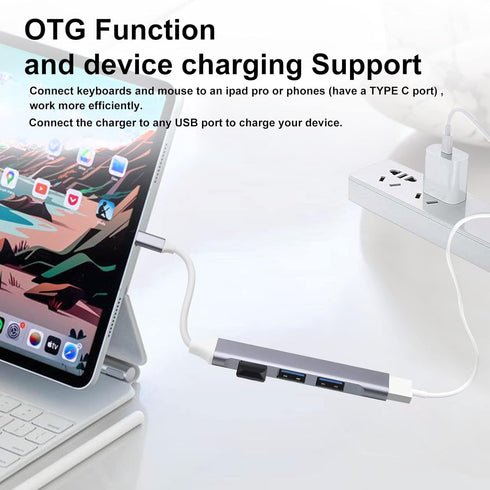 USB C Hub 3.0, 4-Port USB C to USB Adapter Ultra-Slim USB C Adapter USB Splitter,USB C Dock USB Extender for Laptop,iMac Pro,MacBook Air,Mac,USB t...