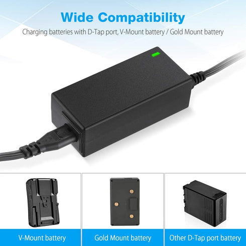 Powerextra D-Tap Charger with D-Tap Cable for V Mount Battery V Lock Battery Gold Mount battery Compatible with Sony BP-U65 BP-U68 Sony HDW-800P P...
