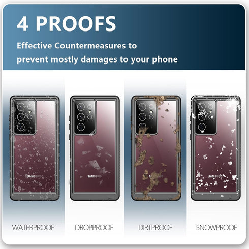 SPIDERCASE Designed for Samsung Galaxy S22 Ultra Case, Waterproof Built-in Screen Protector Full Protection Heavy Duty Shockproof Case, Purple/Cle...