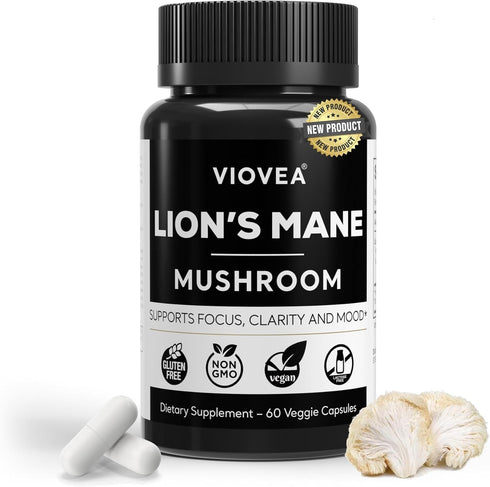Lion's Mane Supplement Capsules - 60 Capsules (30-Day Supply), Supports Focus, Clarity, Memory, and Overall Cognition. Organic Nootropic Supplemen...