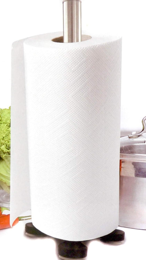 Stainless Steel Suction Cup Paper Towel Holder Kitchen Bathroom Spare Toilet Paper Holder with Nonslip Stable Super Suction Grip Base Countertop (...