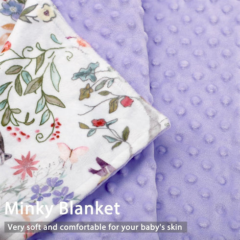 Baby Blanket, Purple Fleece Baby Blankets for Boys Girls, Warm Soft Portable Toddler Minky Blanket with Woodland Animal Print, for Newborn Crib, S...