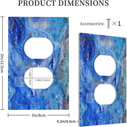 Teal Green Marble 1 Gang Outlet Covers Duplex Receptacle Wall Plate Decorative Electrical Faceplate Lightswitches for Bathroom Home Living Room Be...