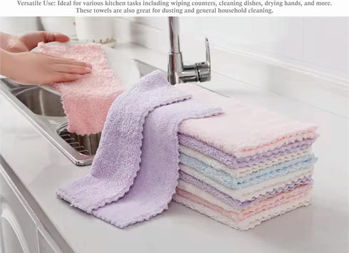 Set of 5 Coral Fleece Turkish Towel Home Textile for Kitchen Cleaning Cloth, 10x10inches (Lilac)...