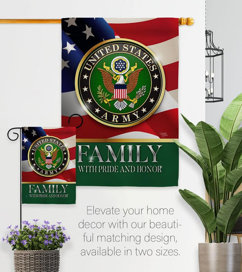 US Army Family Honor Garden Flag - Armed Forces Rangers United State American Military Veteran Retire Official - House Decoration Banner Small Yar...