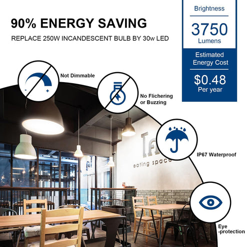 30W LED Corn Light Bulb 250W Equivalent 3000K Warm White E26 LED Light Bulb, 3750LM Non-dimmable Flicker Free Ceiling Fan LED Corn Bulb for Indoor...