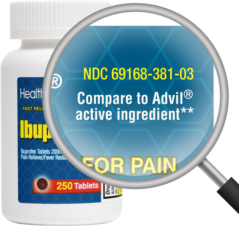 HealthA2Z® Ibuprofen 200mg | Pain Relief | Body Aches | Headache | Arthritis | Cramps | Back Pain | Fever Reducer… (250 Count)...