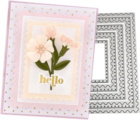 Cutting Dies Metal Stencils Scrapbooking Tool DIY Craft Carbon Steel Embossing Template for Paper Card Making (Rectangular-15.8x12.3cm)...