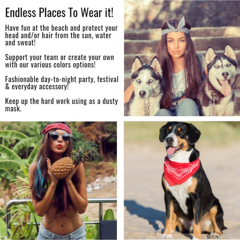 Mechaly Set of 3 Solid 100% Polyester Unisex Bandanas...