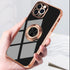 Omorro Compatible with Rose Gold iPhone 13 Pro Max Case for Women Girls Kickstand Ring Holder 360 Rotation Ring Glitter Plating Edge Work with Mag...