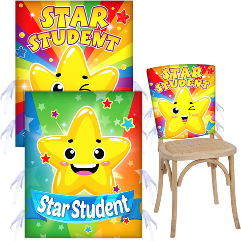 2 Pieces Star Student Chair Cover for Kids Colorful Seat Cover for Classroom Star Chair Cover for Classroom Office Home Party School, 18.9 x 15.75...