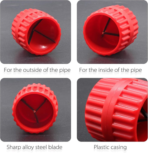 2 Pcs Inner-Outer Reamer Pipe and Tube Deburring Reamer Tubing Chamfer Tool for 3/16" to 1-1/2" PVC PPR Copper & Brass & Aluminum Tubes, Red...