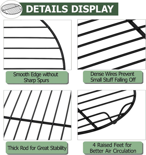 TeamFar Cooling Rack, 9inch Round Baking Wire Rack with Stainless Steel Core & Nonstick Coating, for Roasting Grilling Steaming, Non Toxic & Sturd...