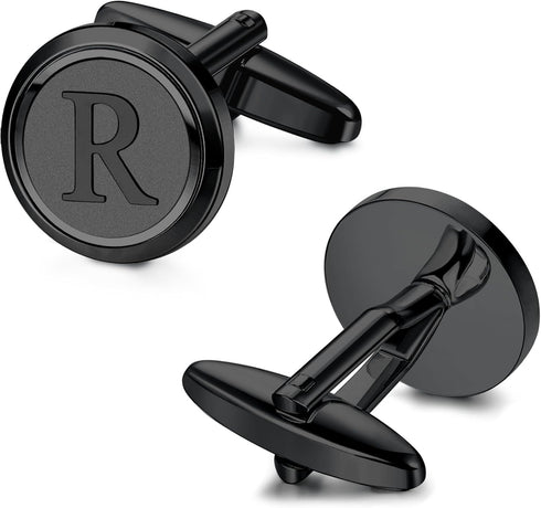 LOYALLOOK Initial Gold Cufflinks for Men Gold Cuff Links Personalized Copper CuffLinks Letter Cufflinks Gift for Groom Husband Father...