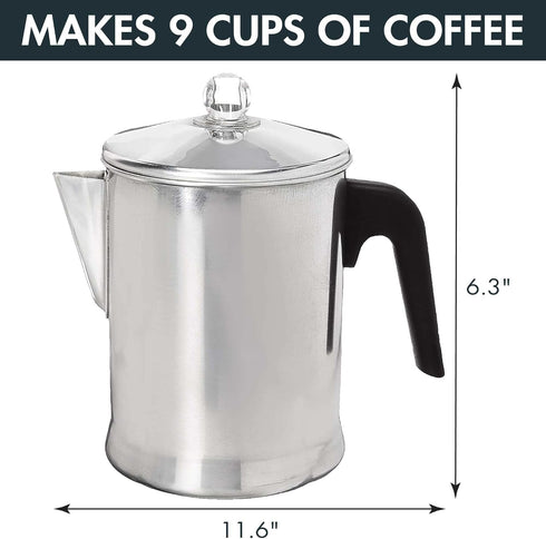 Primula Today Aluminum Stove Top Percolator Maker Durable, Brew Coffee On Stovetop, 9 Cup, Silver...