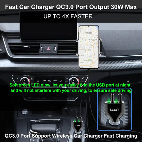 Car Charger Adapter, 4 Ports Multi USB Car Charger, QC 3.0 Fast Car Phone Charger Compatible with all Smartphone.Black...
